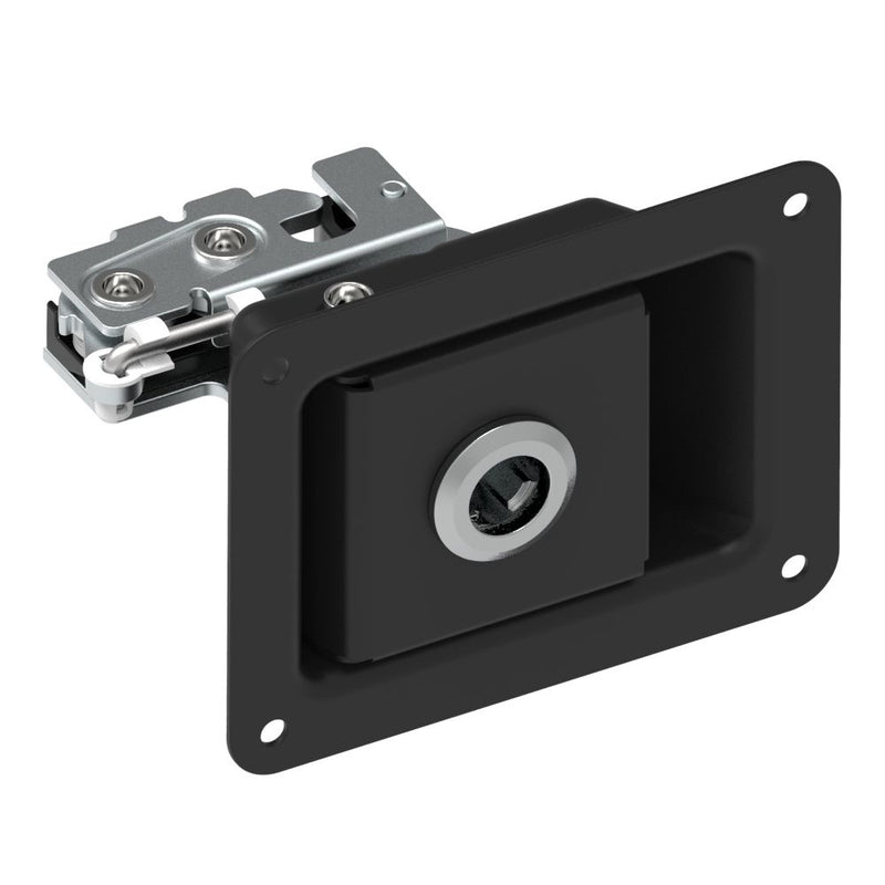 SOUTHCO Rotary Push-to-Close Latch, Paddle Actuated, Single Stage, Key Locking, Rivet Thru Hole, Black Powder Coat [R4-82-692-50]