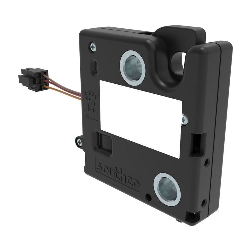 SOUTHCO Electronic Rotary Push-to-Close Latch, Auto Relock, Without Latch Status Microswitch, Non-sealed Connector, M5 X 0.8, PC/ABS Blend, 0 [R4-EM-44-131]