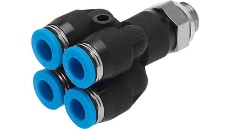 Festo Double Y Threaded-to Tube Adaptor to Push In 4 mm to Push In 4 mm to Push In 4 mm to Push In 4 mm, QSQ Series