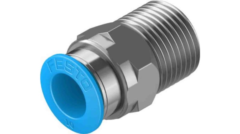 Festo Straight Threaded Adaptor to R 3/8 Male to Push In 10 mm