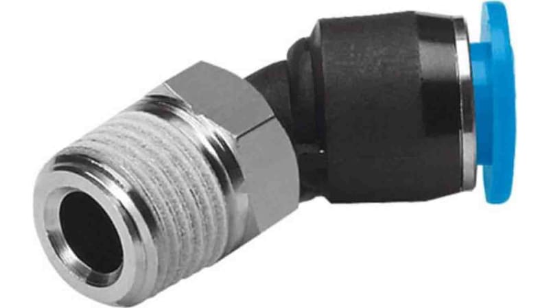 Festo Elbow Threaded Adaptor to R 3/8 Male to Push In 10 mm