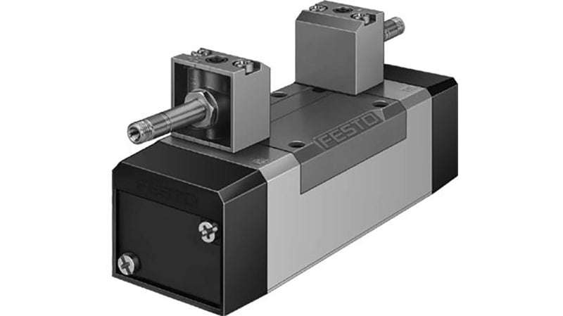 Festo 5/3 Exhausted Pneumatic Solenoid/Pilot-Operated Control Valve - Electrical MFH Series