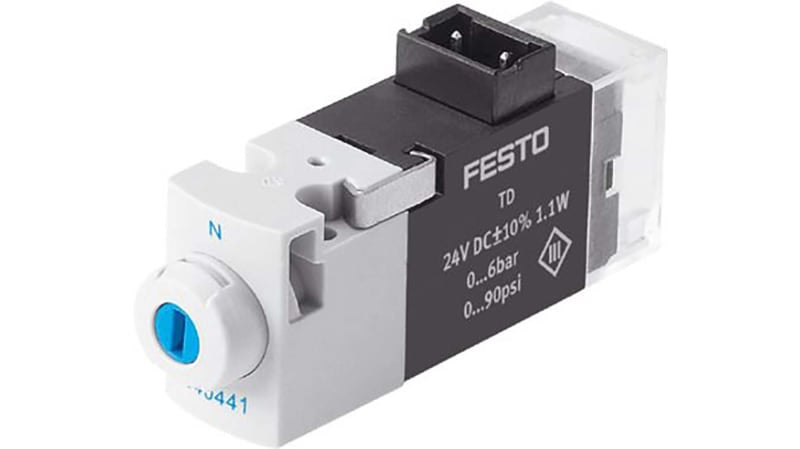 Festo 3/2 Open, Monostable Pneumatic Solenoid/Pilot-Operated Control Valve - Electrical MHA1 Series