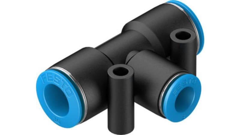 Festo Tee Tube-to-Tube Adaptor to Push In 10 mm to Push In 8 mm, QST-10-8-50 Series
