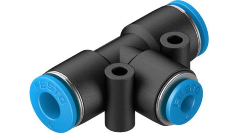 Festo Tee Tube-to-Tube Adaptor Push In 4 mm to Push In 6 mm, QST-6-4-100 Series