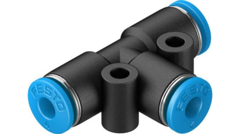 Festo Tee Tube-to-Tube Adaptor Push In 4 mm to Push In 4 mm, QST-4-100 Series
