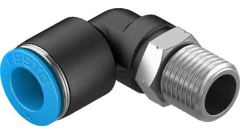 Festo Elbow Threaded Adaptor to R 1/4 Male to Push In 10 mm