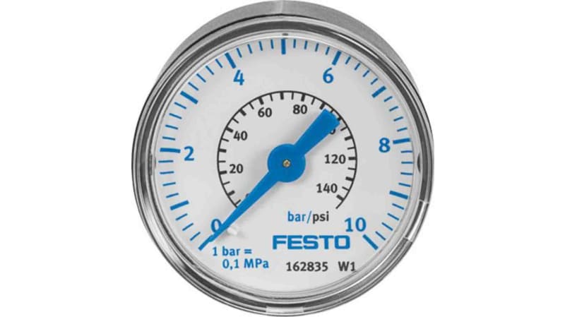 Festo G 1/4 Pneumatic Pressure Gauge 10bar, MA-50-10-1/4-EN