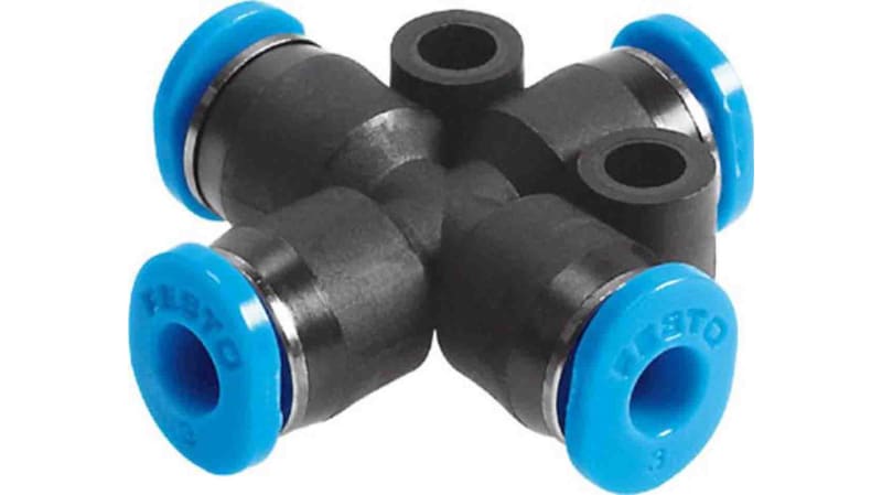 Festo Cross Tube-to-Tube Adaptor to Push In 6 mm to Push In 6 mm to Push In 6 mm to Push In 6 mm, QS Series